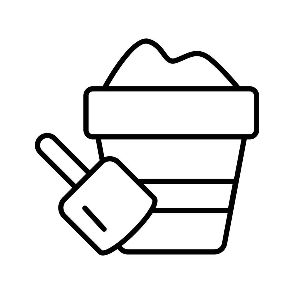 Sand bucket icon represents a small pail used for carrying and playing with sand at the beach or in a sandbox vector