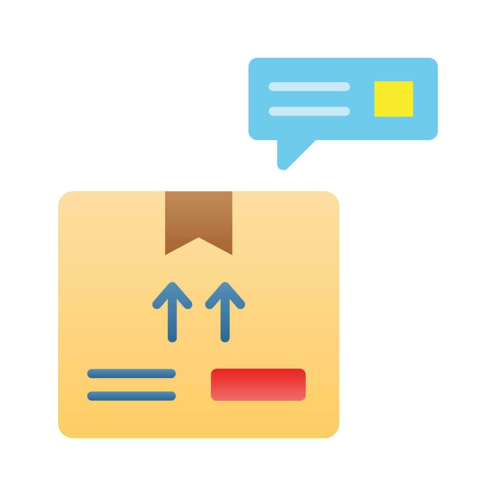 Cardboard with chat bubble concept icon of order fulfillment, package delivered vector design