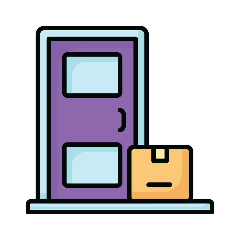 Parcel with home door concept icon of home delivery, door delivery vector isolated on white background