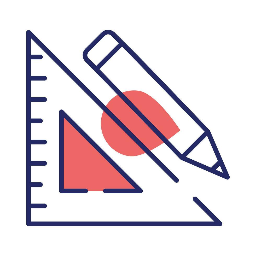 Triangle measurement ruler with pencil, concept icon of stationery vector