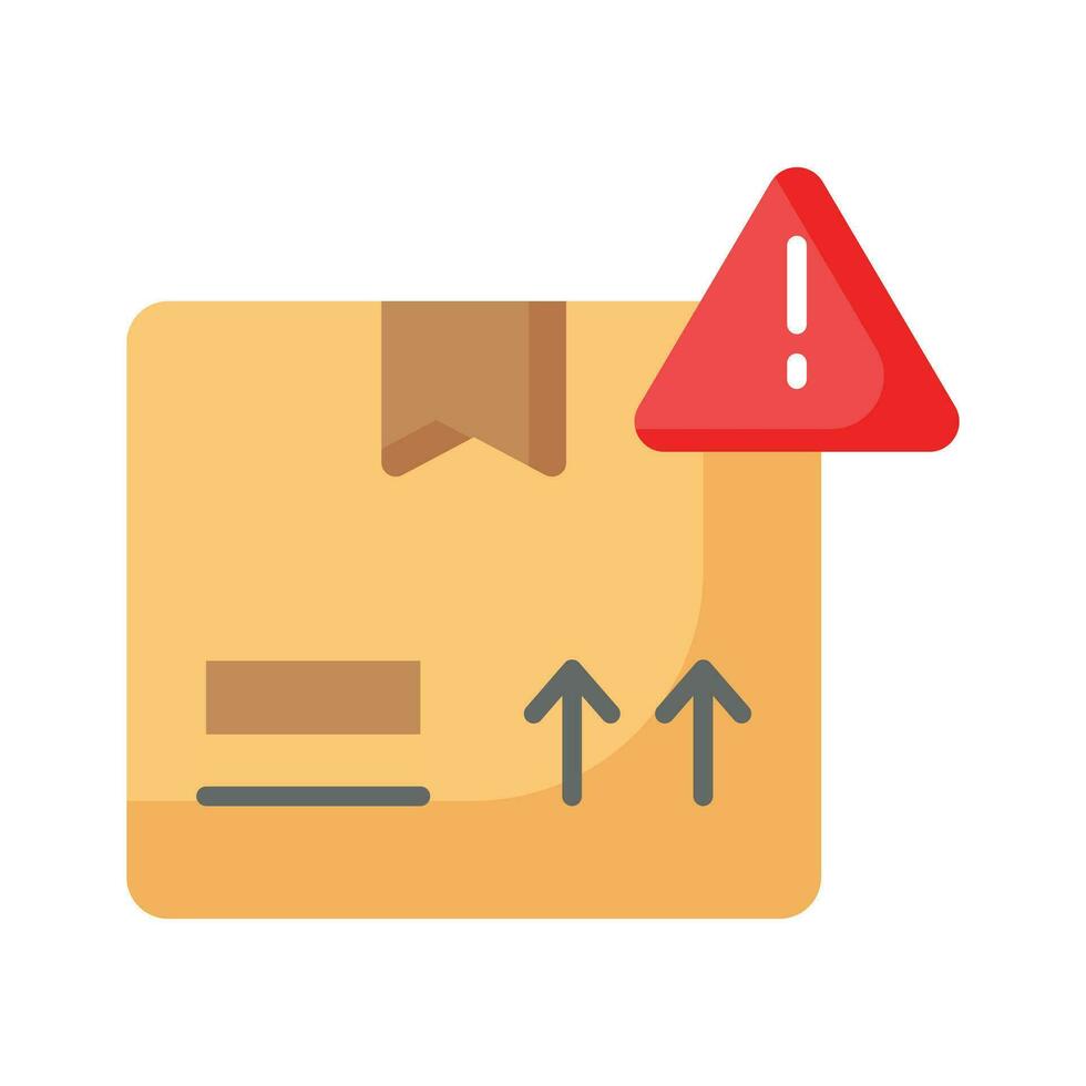 Exclamation mark with parcel package symbolizing concept icon of parcel warning vector