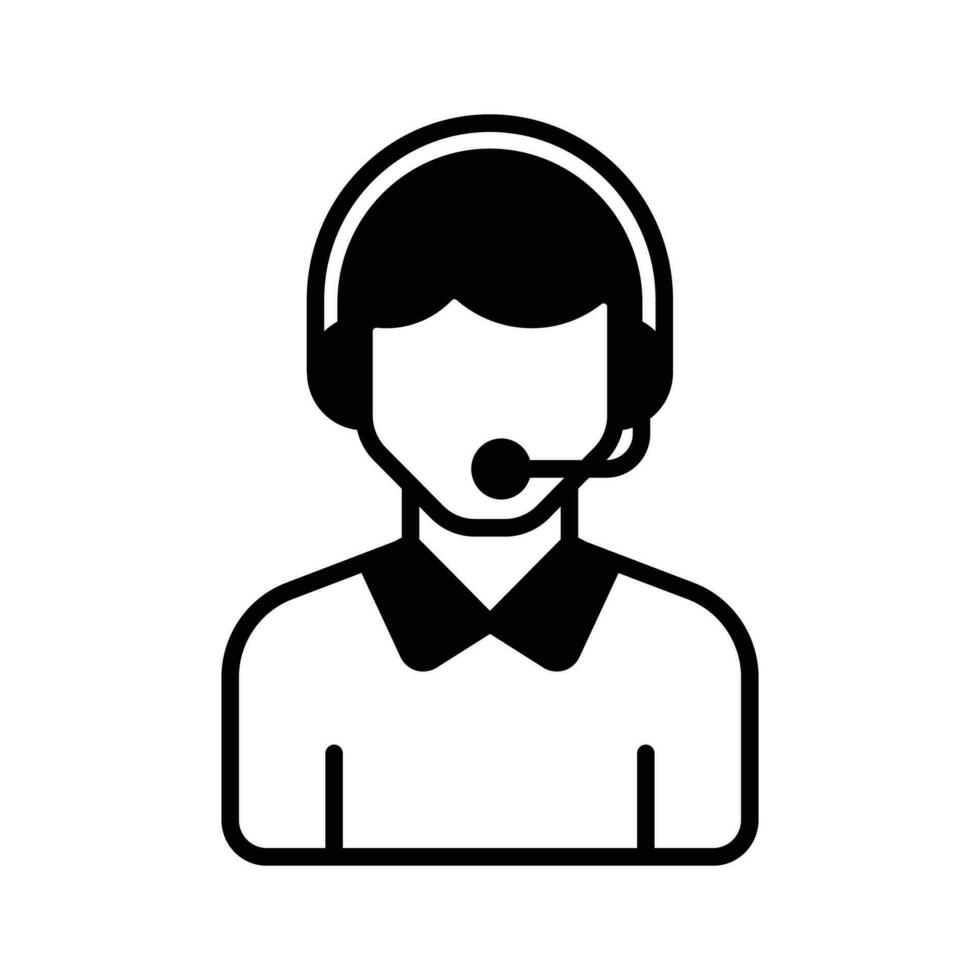 Male avatar wearing headphones with mic showcasing call center icon vector