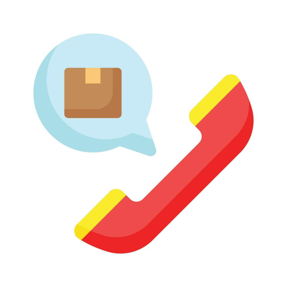 Parcel inside chat bubble with call receiver, concept icon of courier helpline vector