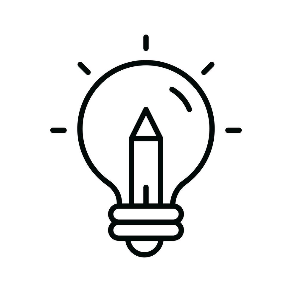 Light bulb with pencil denoting concept icon of creative writing, customizable design vector