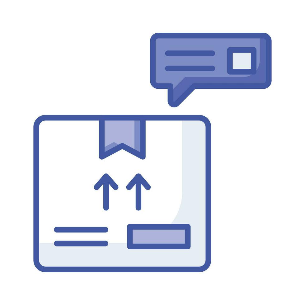 Cardboard with chat bubble concept icon of order fulfillment, package delivered vector design