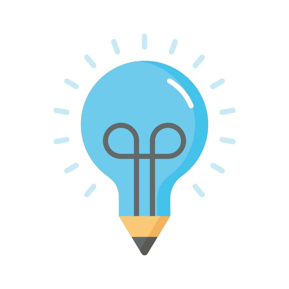 Light bulb with pencil denoting concept icon of creative writing, customizable design vector