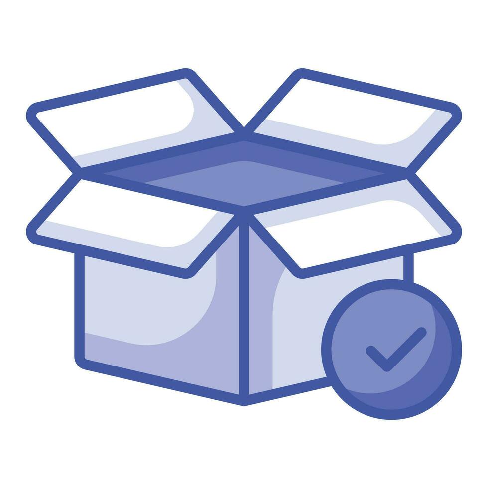 Cardboard with tick mark concept icon of order fulfillment, package delivered vector design