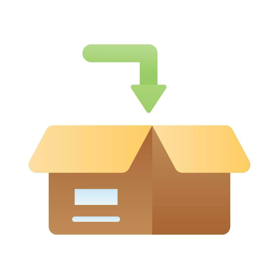 Well Designed icon of packaging, down arrow with parcel vector