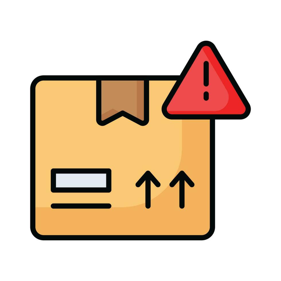 Exclamation mark with parcel package symbolizing concept icon of parcel warning vector