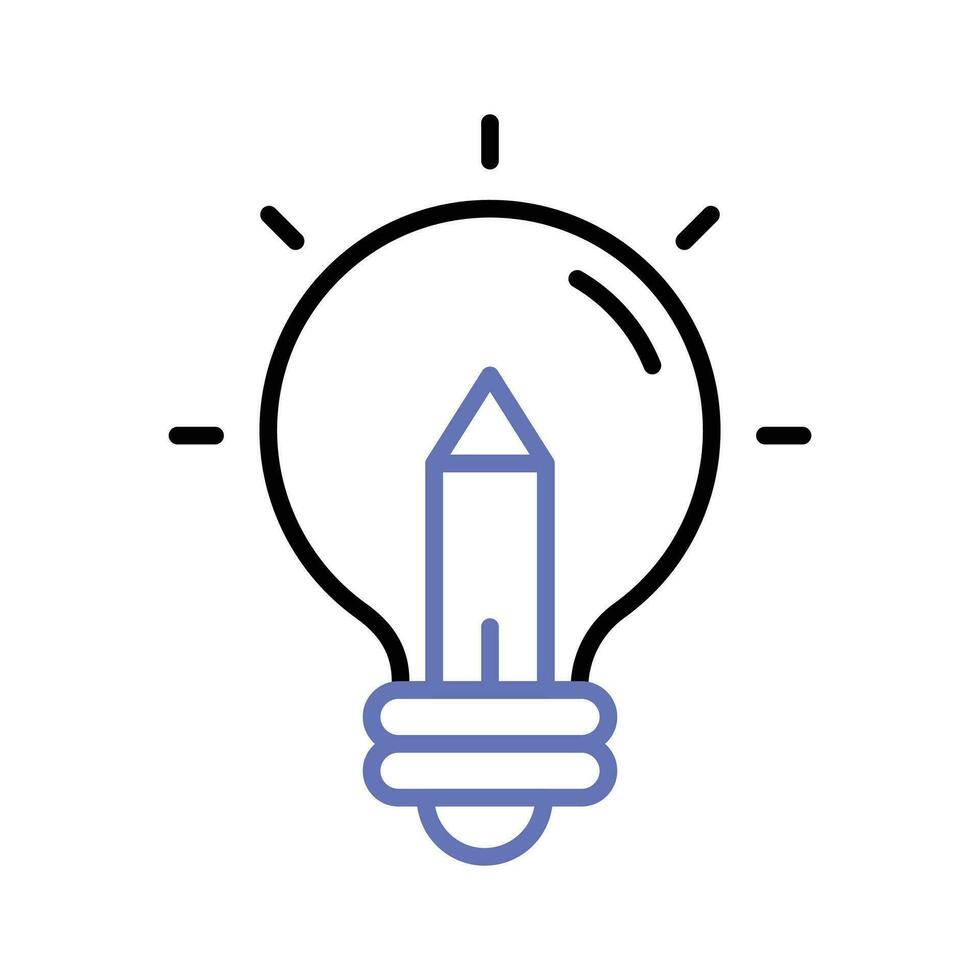 Light bulb with pencil denoting concept icon of creative writing, customizable design vector