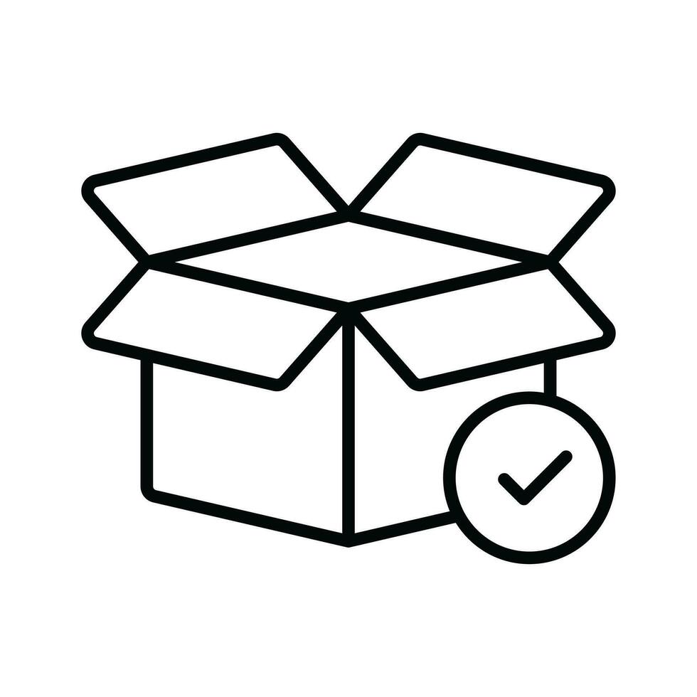 Cardboard with tick mark concept icon of order fulfillment, package delivered vector design