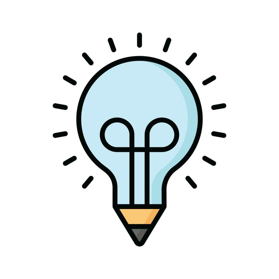 Light bulb with pencil denoting concept icon of creative writing, customizable design vector