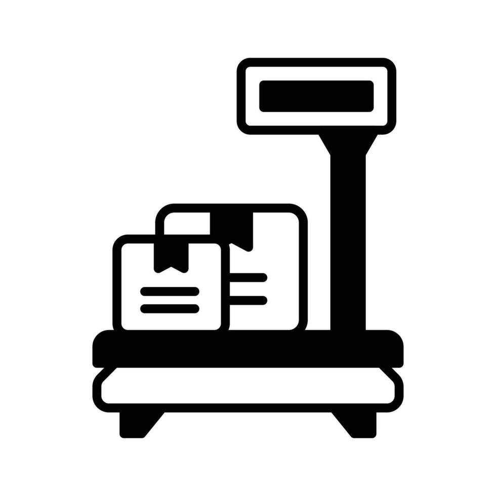 Parcels on weight scale concept of weighing machine, cargo parcels vector
