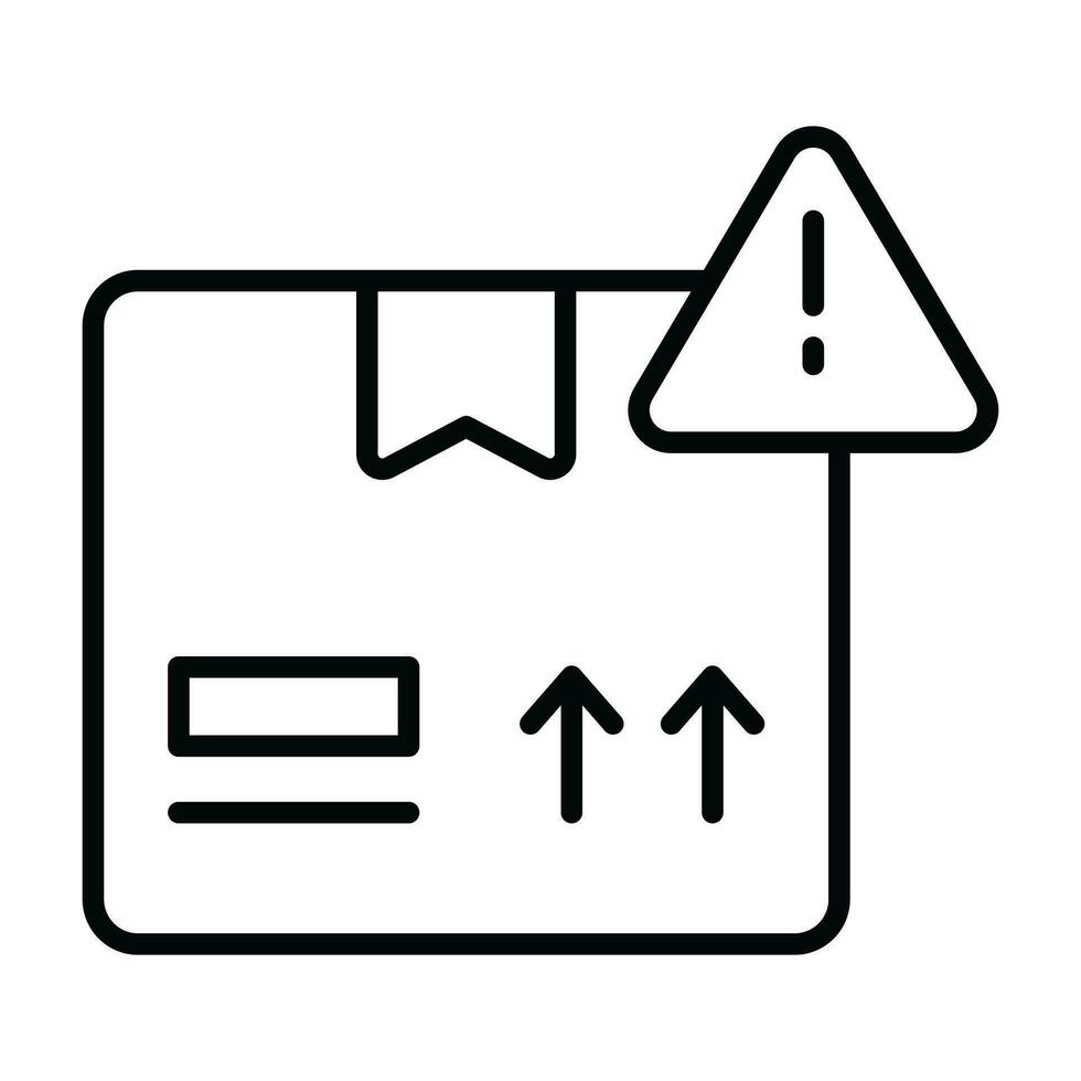 Exclamation mark with parcel package symbolizing concept icon of parcel warning vector