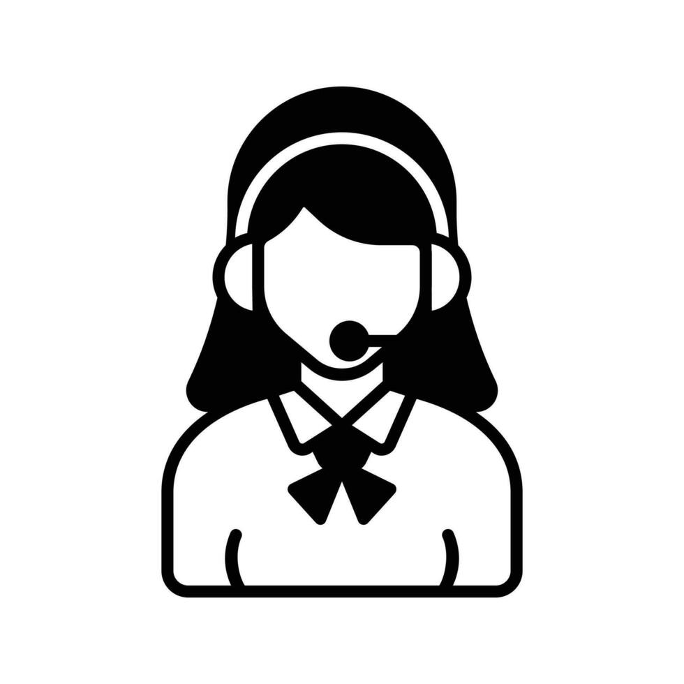 Female avatar wearing headphones with mic showcasing call center icon vector