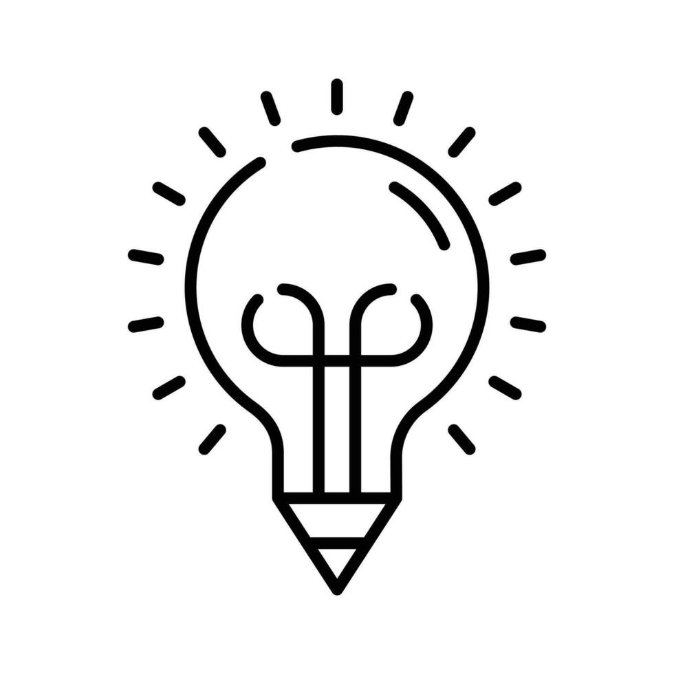 Light bulb with pencil denoting concept icon of creative writing, customizable design vector