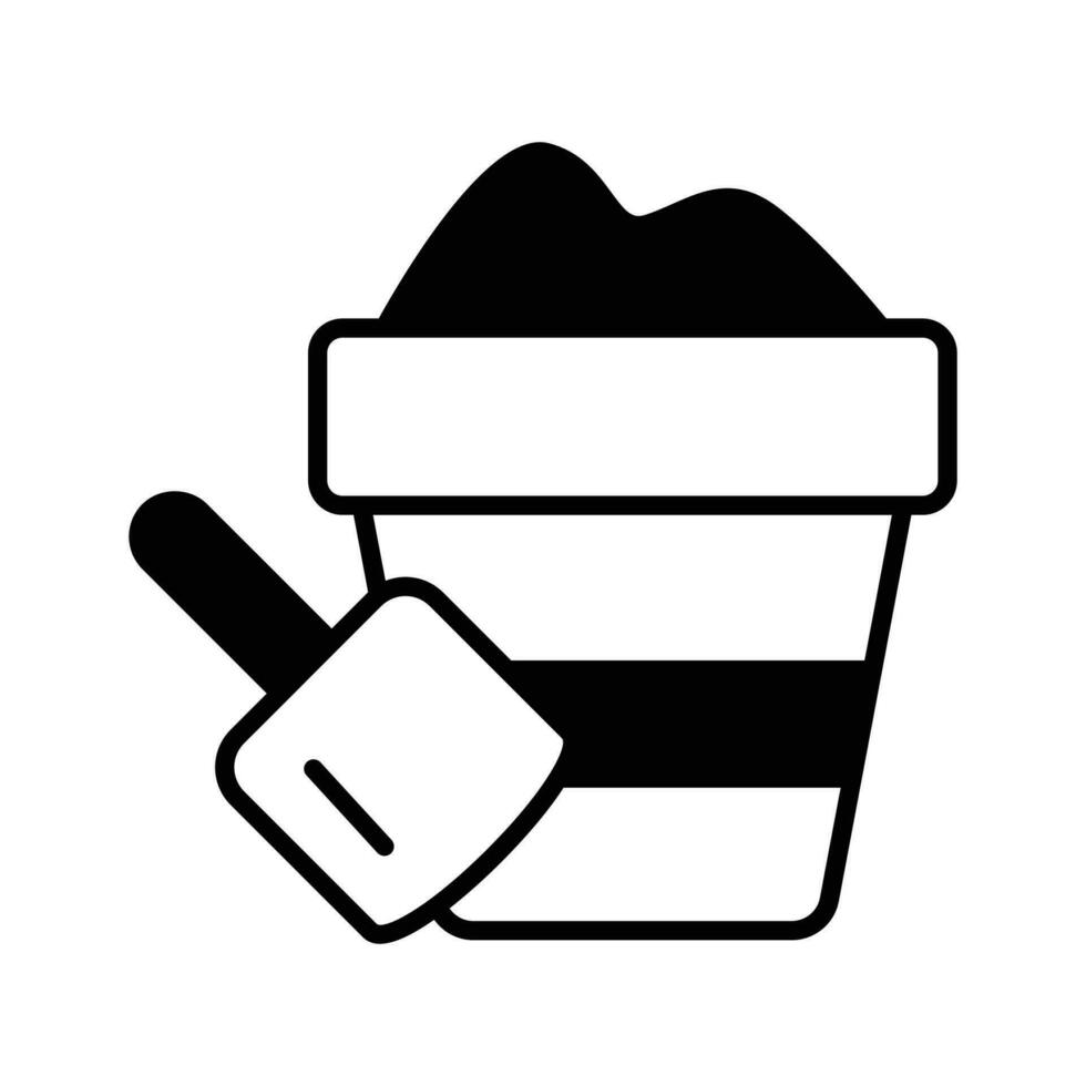 Sand bucket icon represents a small pail used for carrying and playing with sand at the beach or in a sandbox vector