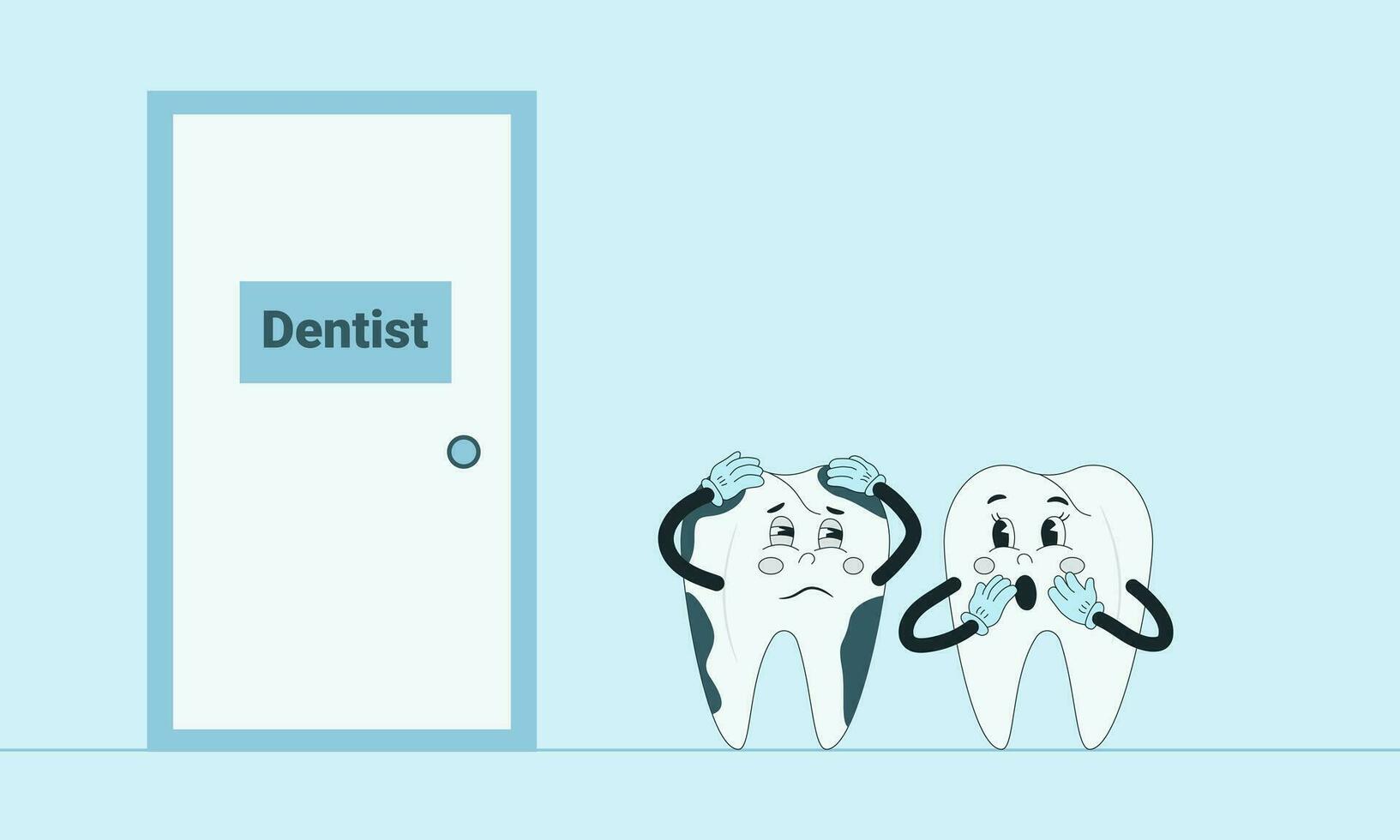 Dental problem concept. Vector illustration of cartoon tooth with toothache.