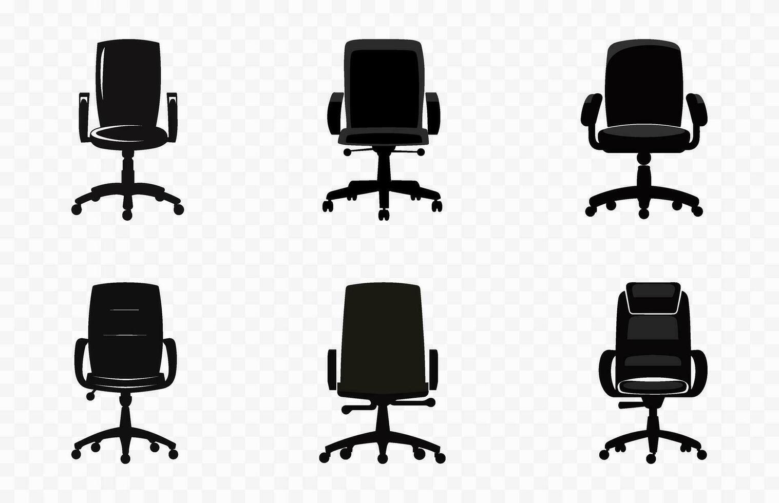 Office chair silhouettes vector Set, Desk chair black vector collection