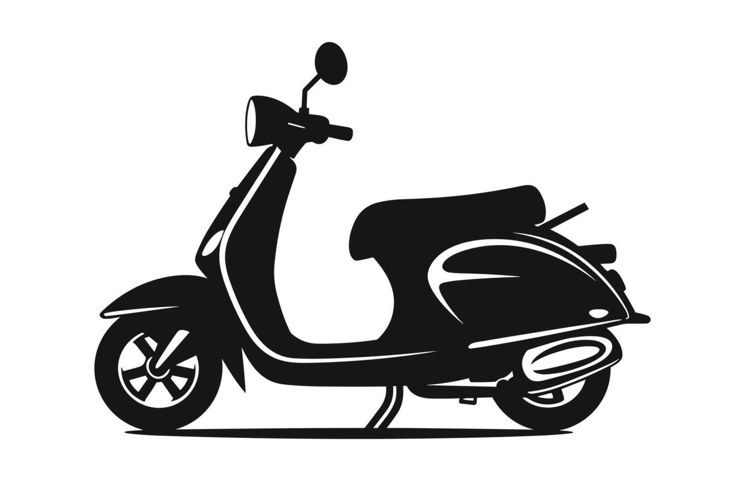 A Motorbike Scooter Vector black Silhouette isolated on a white background