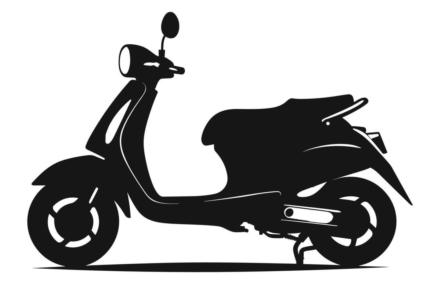 A Motorbike Scooter Vector black Silhouette isolated on a white background