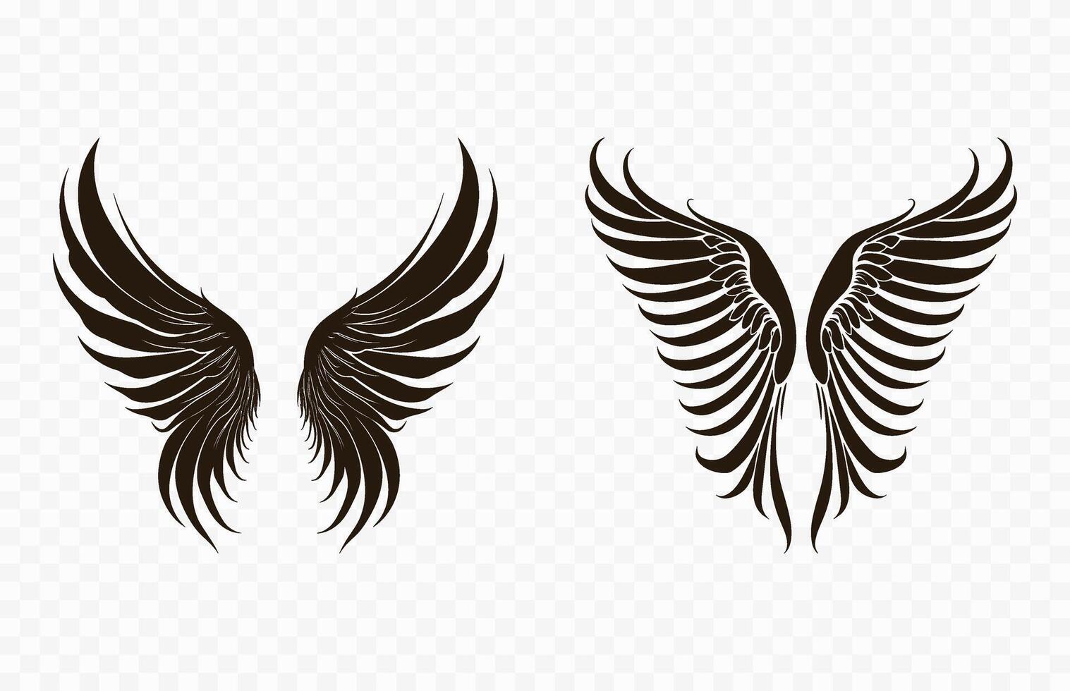 Set of different Wings Silhouettes Vector Free