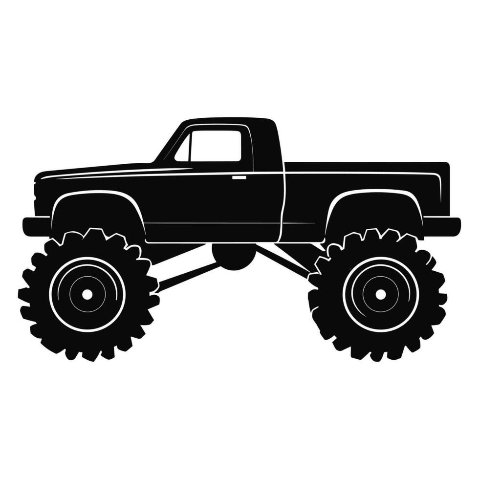 A Monster Truck Silhouette Vector isolated on a White background