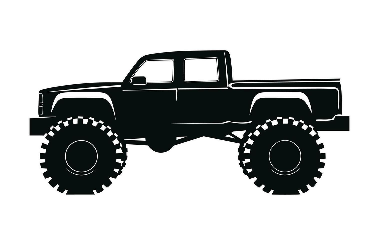 A Monster Truck Silhouette Vector isolated on a White background