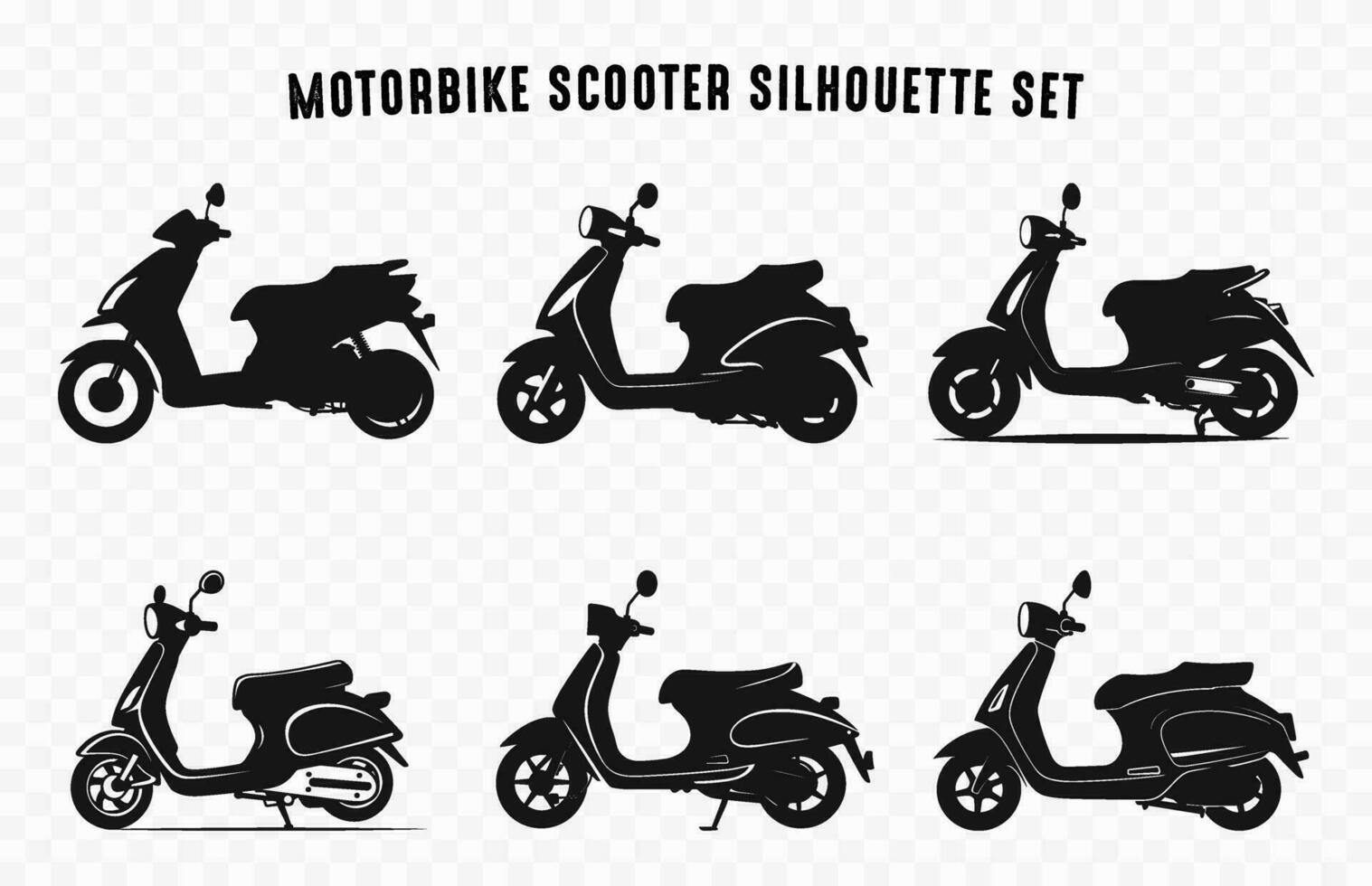 moto scooter siluetas vector colocar, scooters negro silueta vector haz