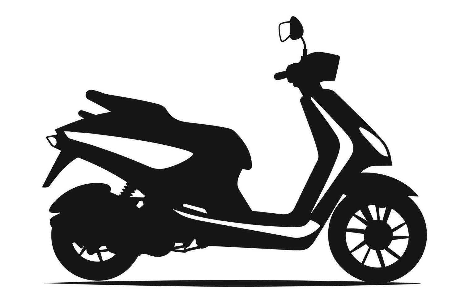 A Motorbike Scooter Vector black Silhouette isolated on a white background