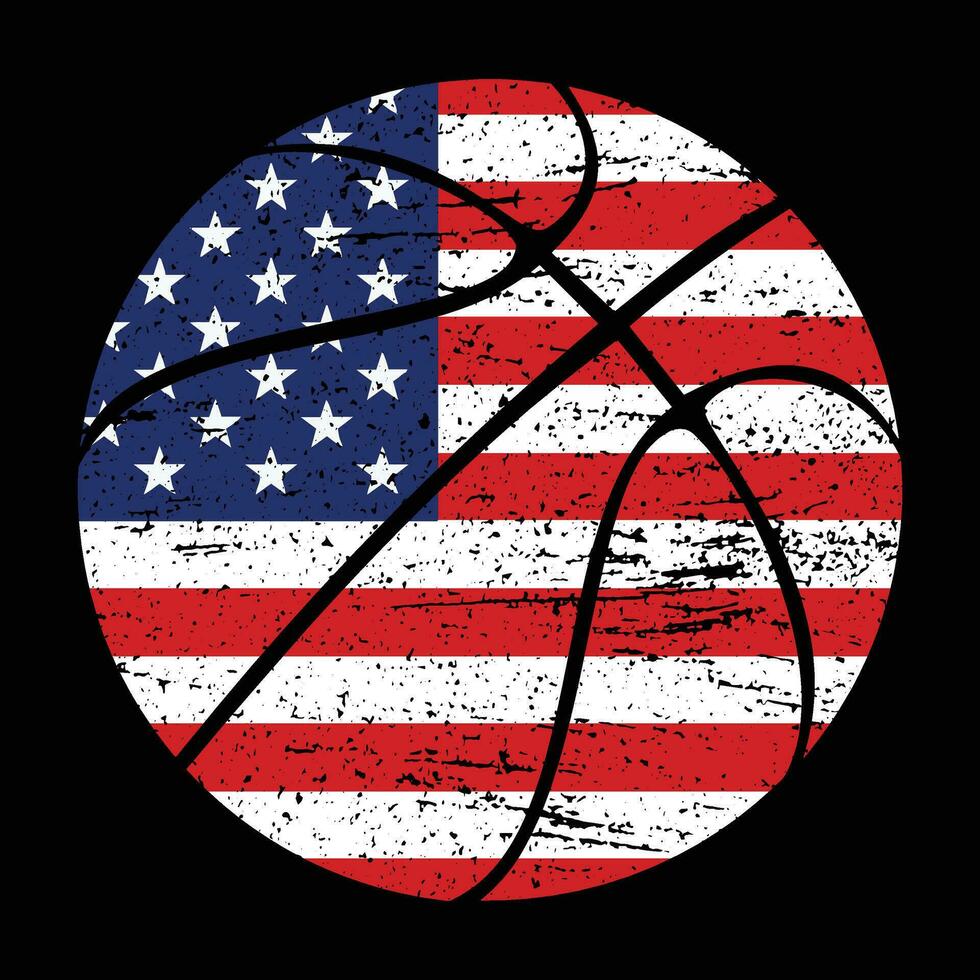 Basketball With USA Flag Design. Basketball 4th Of July Illustration vector