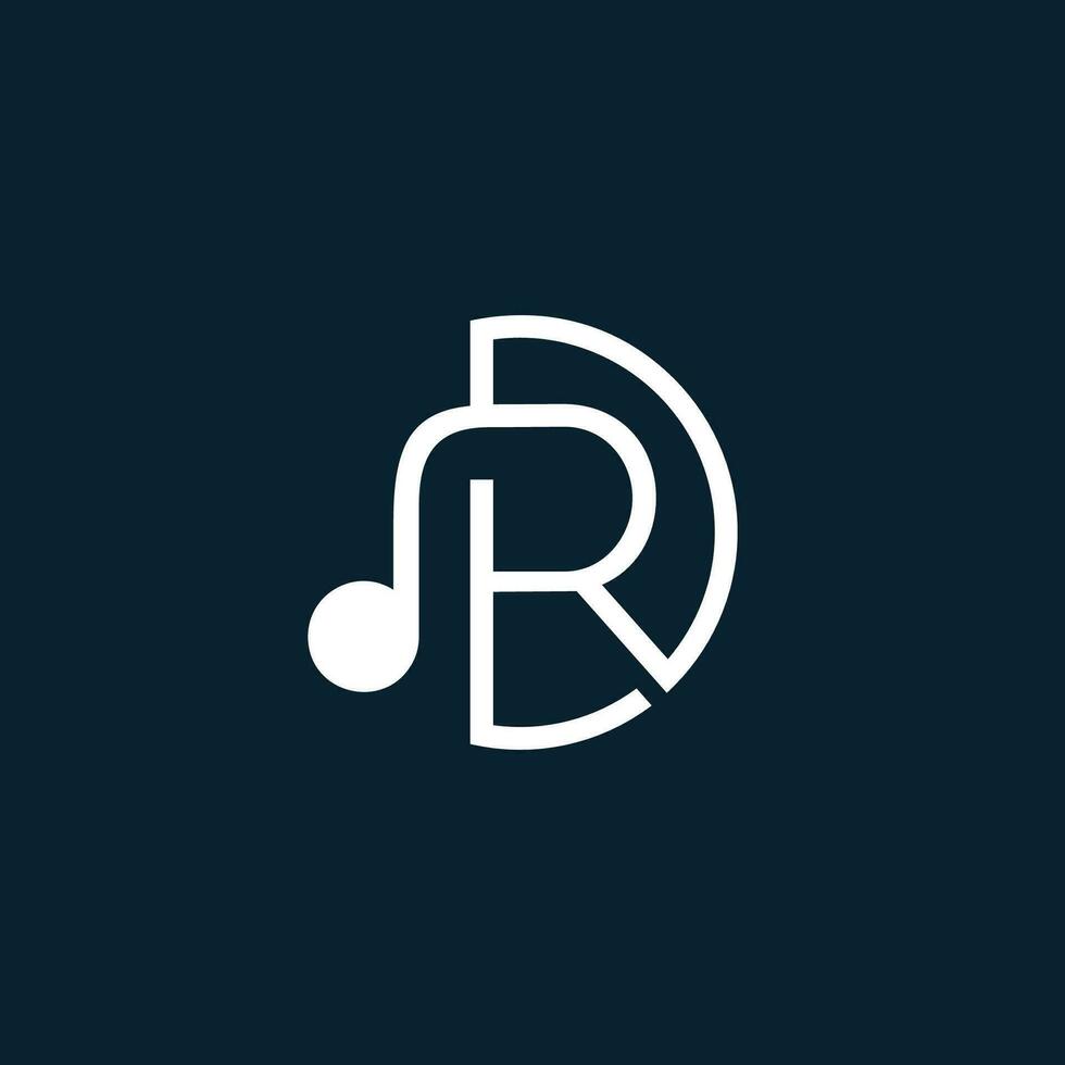 Initial RD letter with music vector logo. Vector Illustration