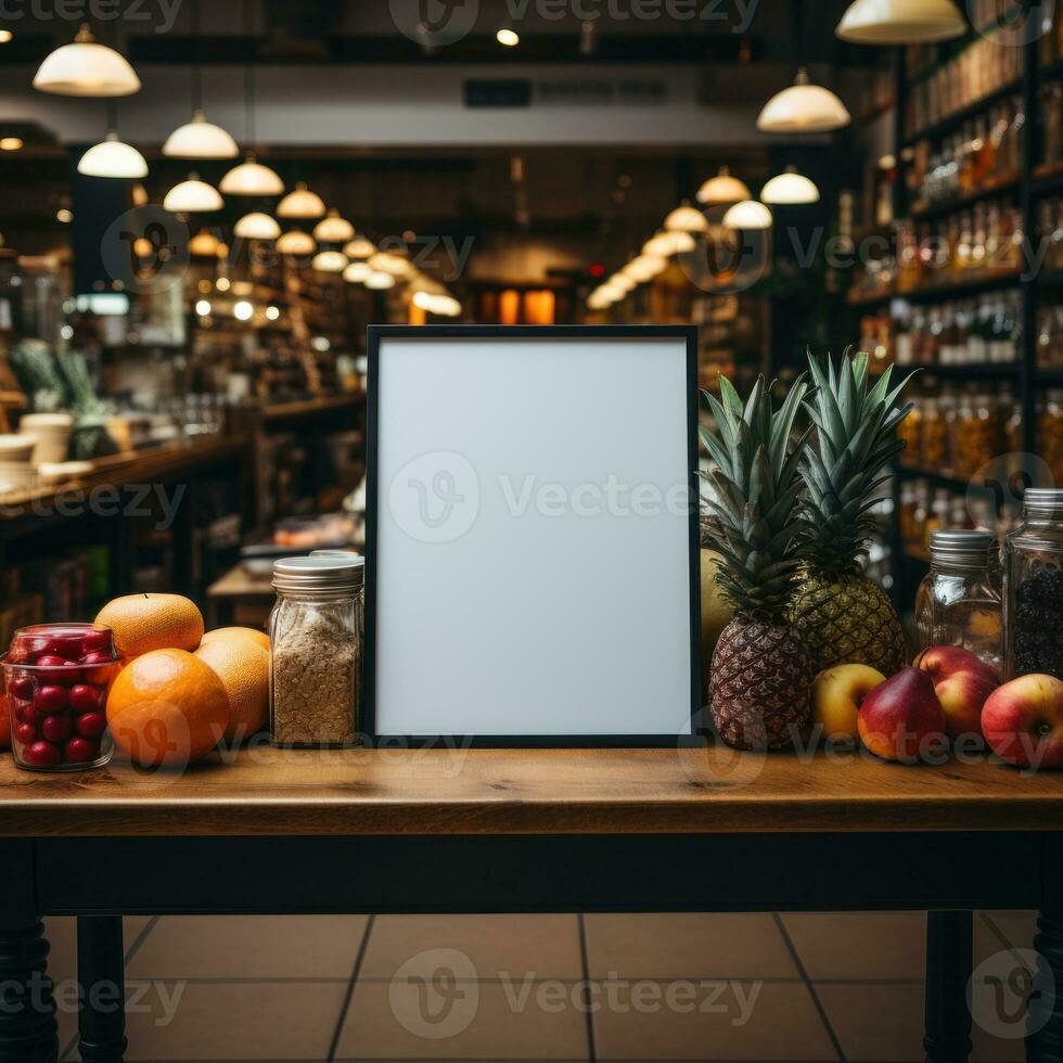 ai generado limpiar blanco blanco tableros para publicidad pancartas en tienda y supermercado áreas, márketing y descuento blanco tablero monitor diseños, bueno para anuncios, pancartas, vallas publicitarias foto