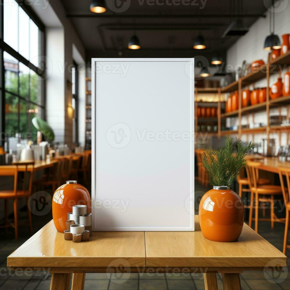 AI generated Clean white blank boards for advertising banners in shop and supermarket areas, marketing and discount blank board display designs, good for advertisements, banners, billboards photo