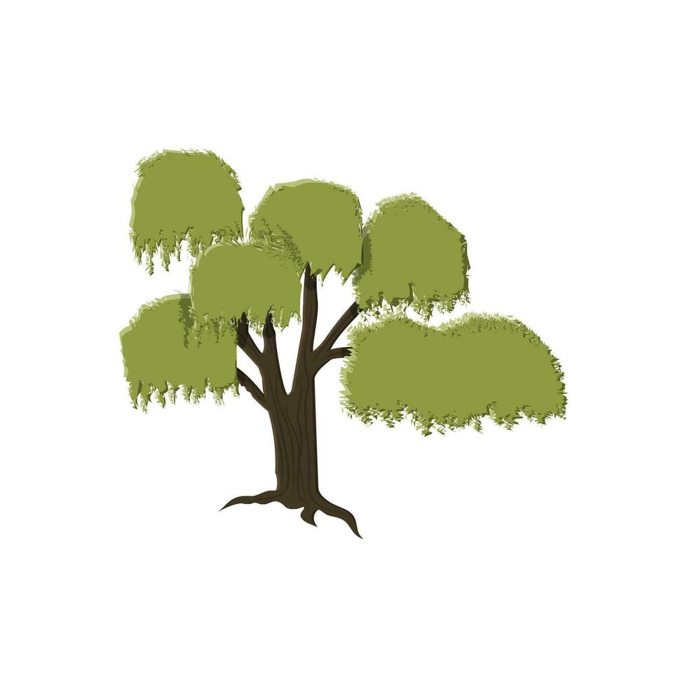 willow tree isolated on white, vector illustration in flat style