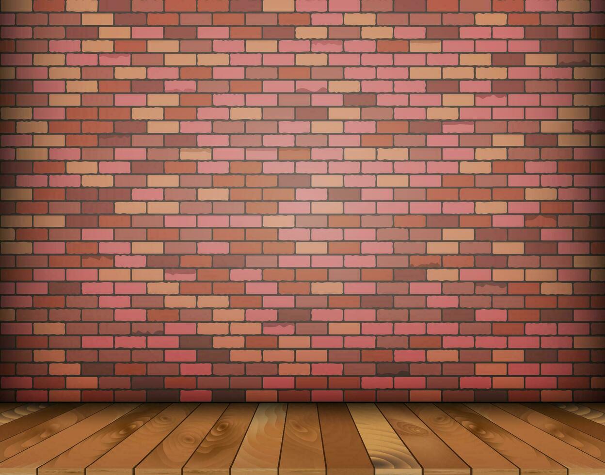 Background with bricks and wooden floor. vector illustration