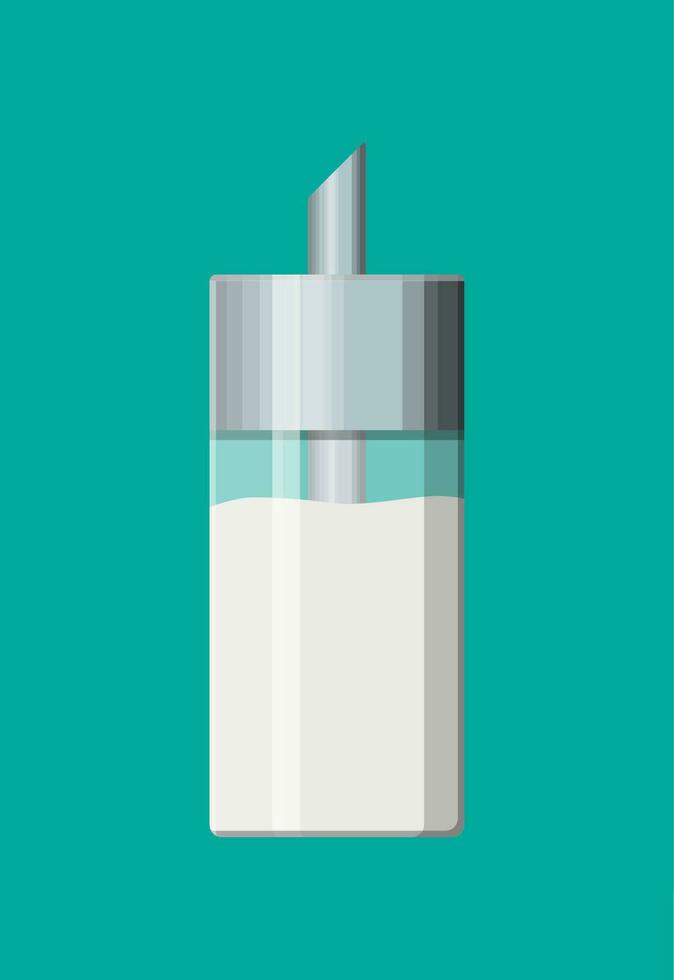 Sugar in glass sugar dispenser. Vector illustration in flat style