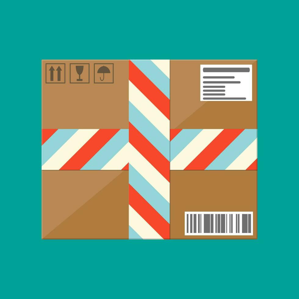 entrega postal cartulina caja. plano estilo vector ilustración