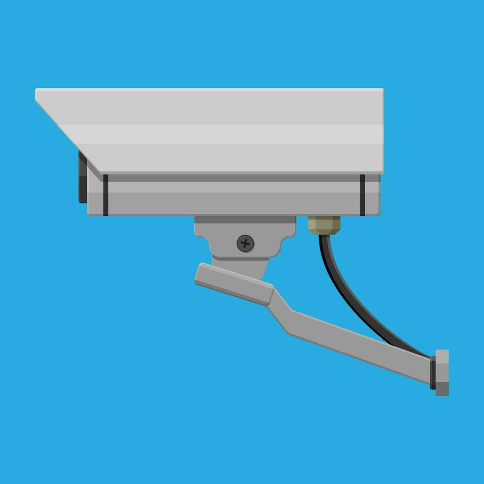 Security camera. Surveillance remote camera. Safety and protection equipment. Vector illustration in flat style