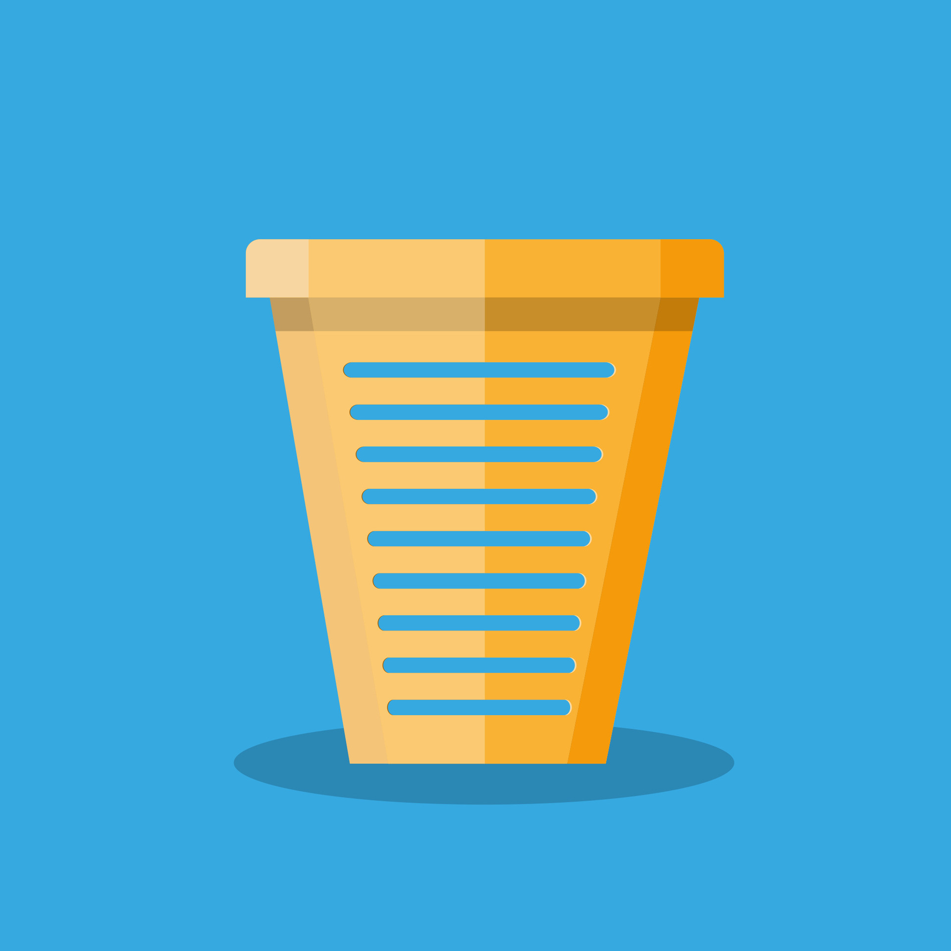 Cartoon office empty trash recycle bin for garbage. Bin for papers. Vector illustration in flat