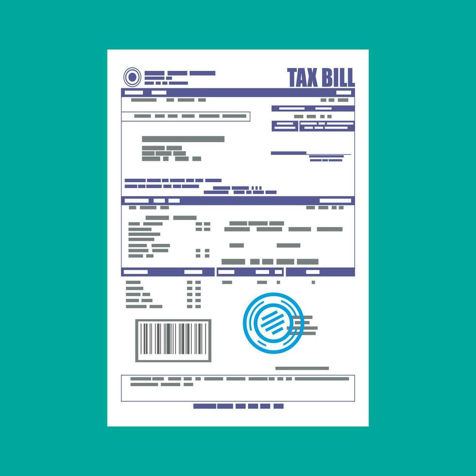 Tax declaration paper document. Vector illustration in flat style