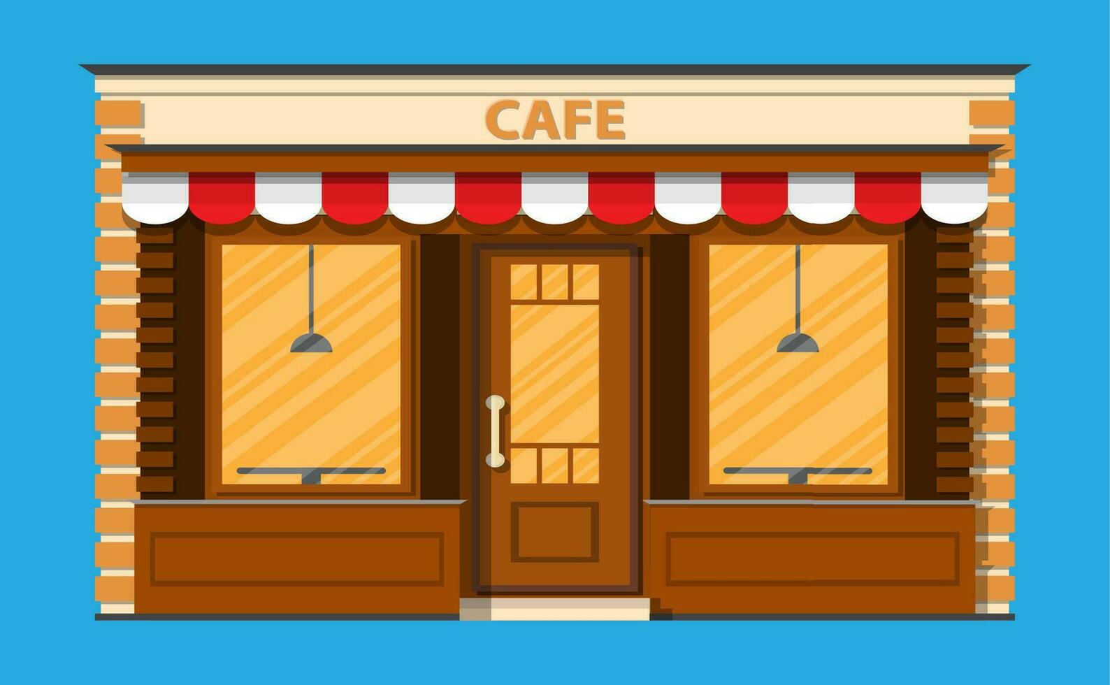 Cafe shop exterior. Street restraunt building. Vector illustration in flat style