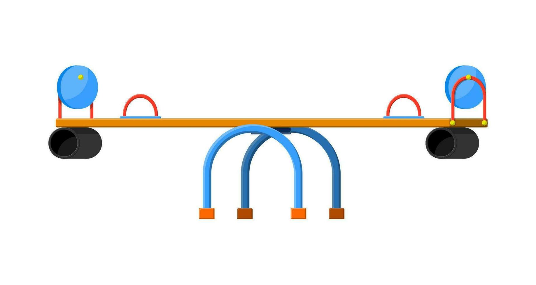 Swing - balancer for kids. Skating together. Metal swing icon with seats. Childrens playground. Vector illustration in flat style