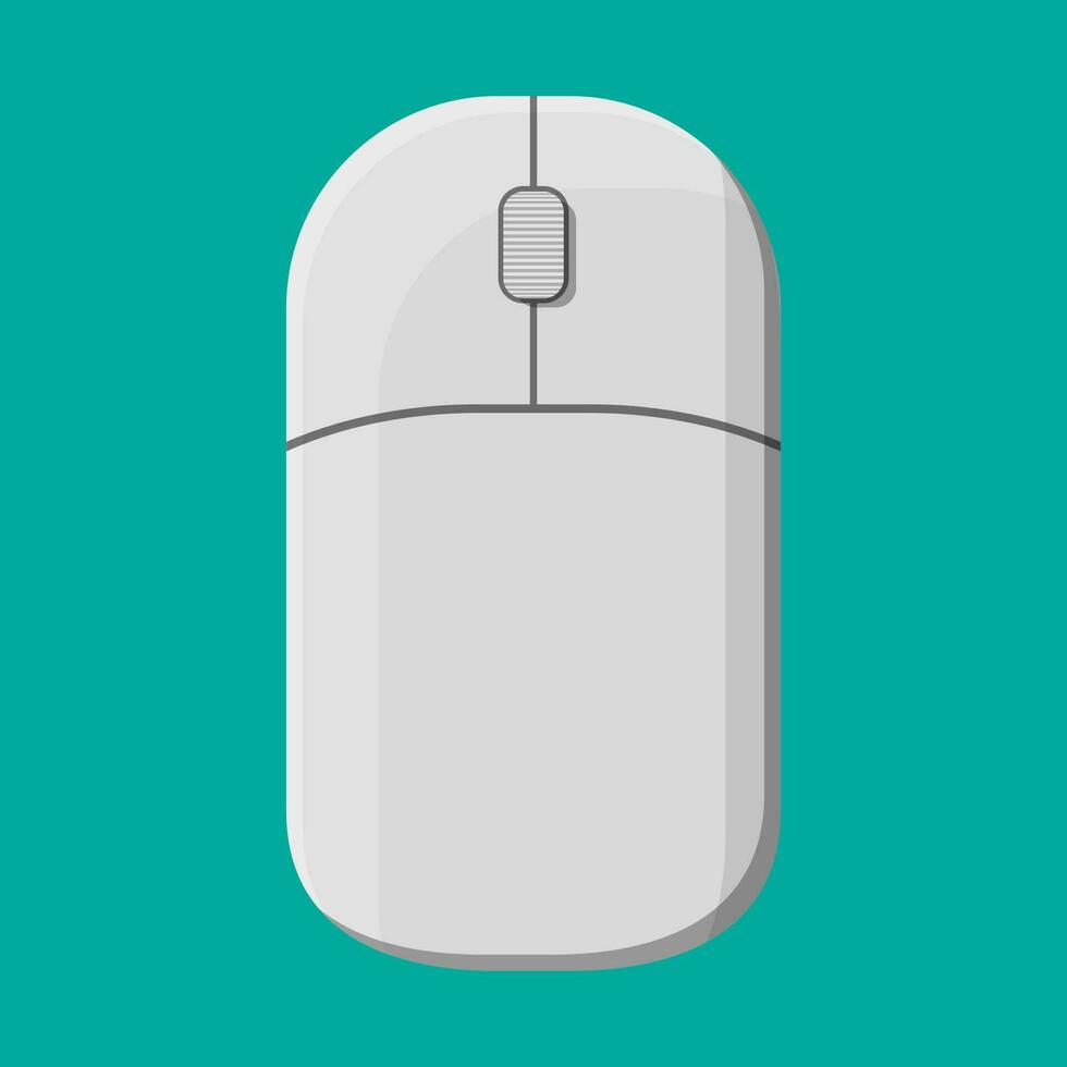 Simple computer or laptop mouse. Wireless input device. Vector illustration in flat style