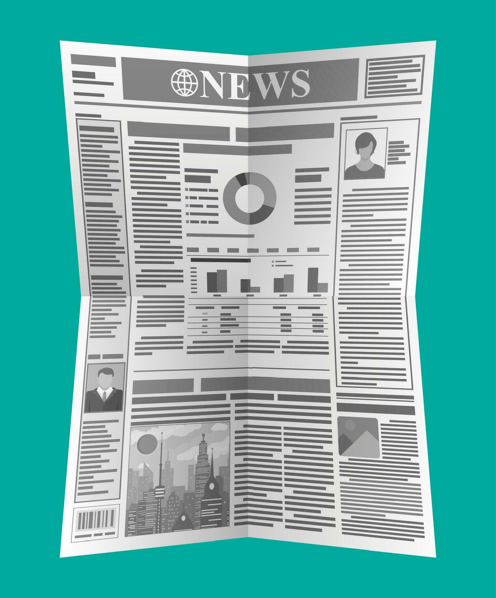 Daily newspaper in black and white. News journal design. Pages with