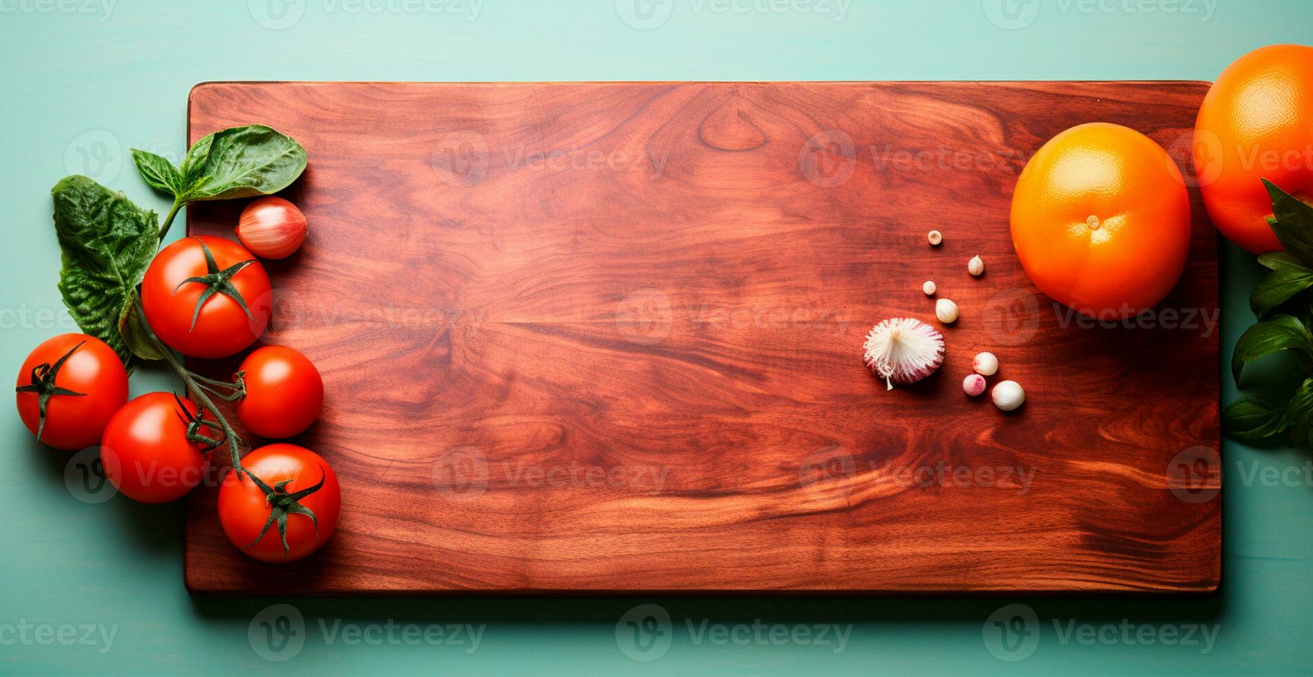 ai generado de madera corte junta, sitio para corte vegetales y frutas en el cocina, preparando comida - ai generado imagen foto