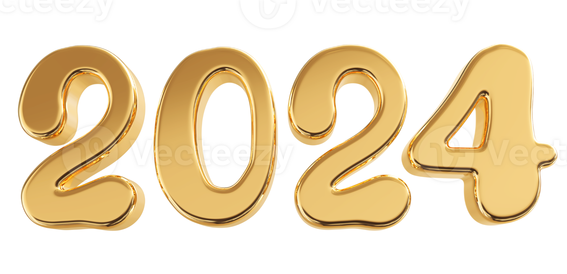 2024 Happy New Year - 3D Number png