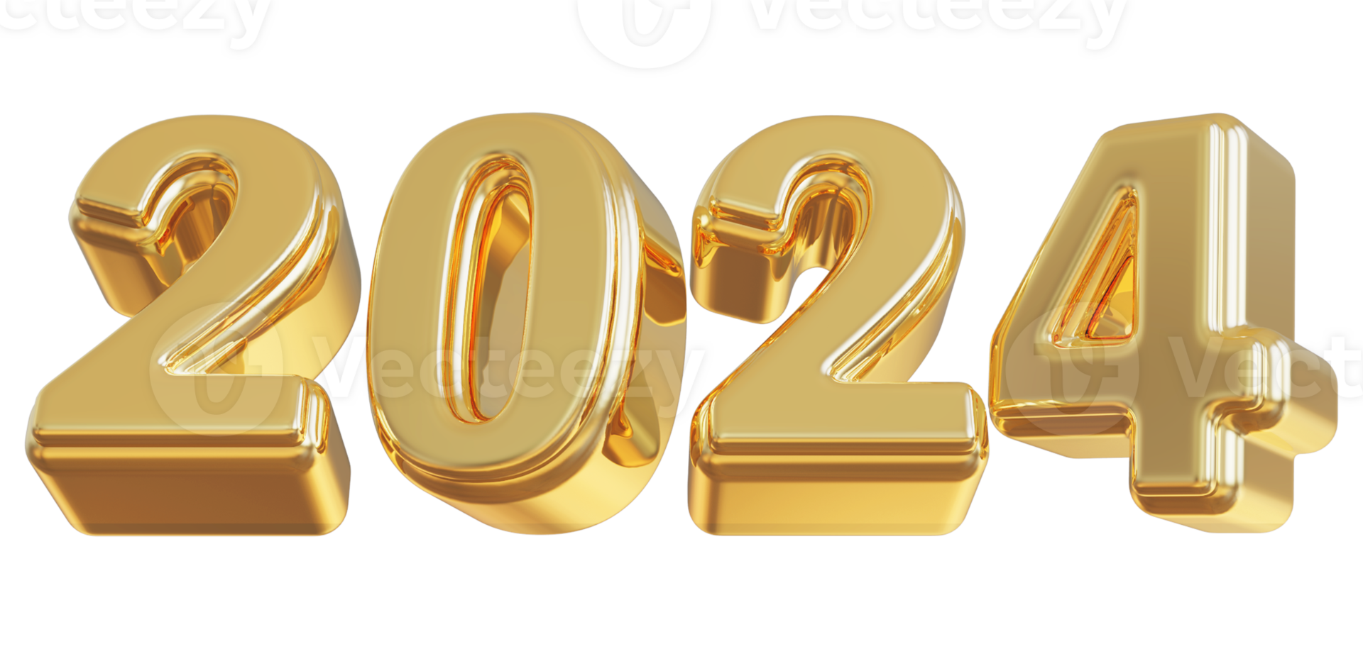 2024 Happy New Year - 3D Number png