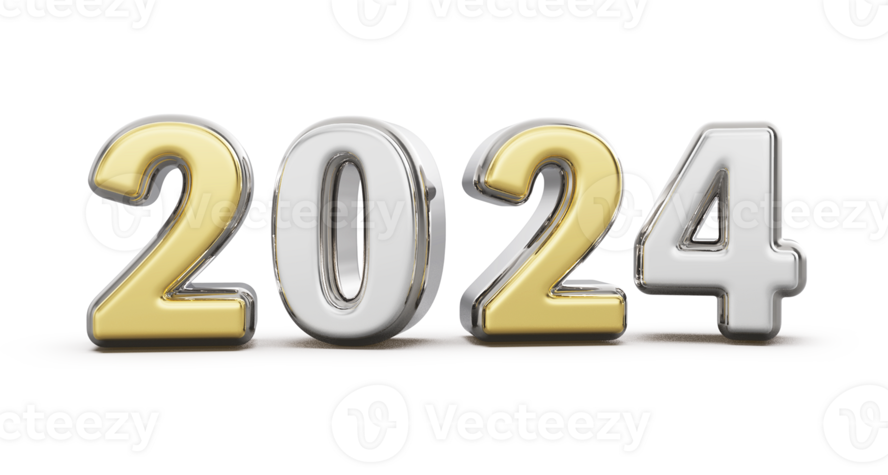 2024 Happy New Year - 3D Number png