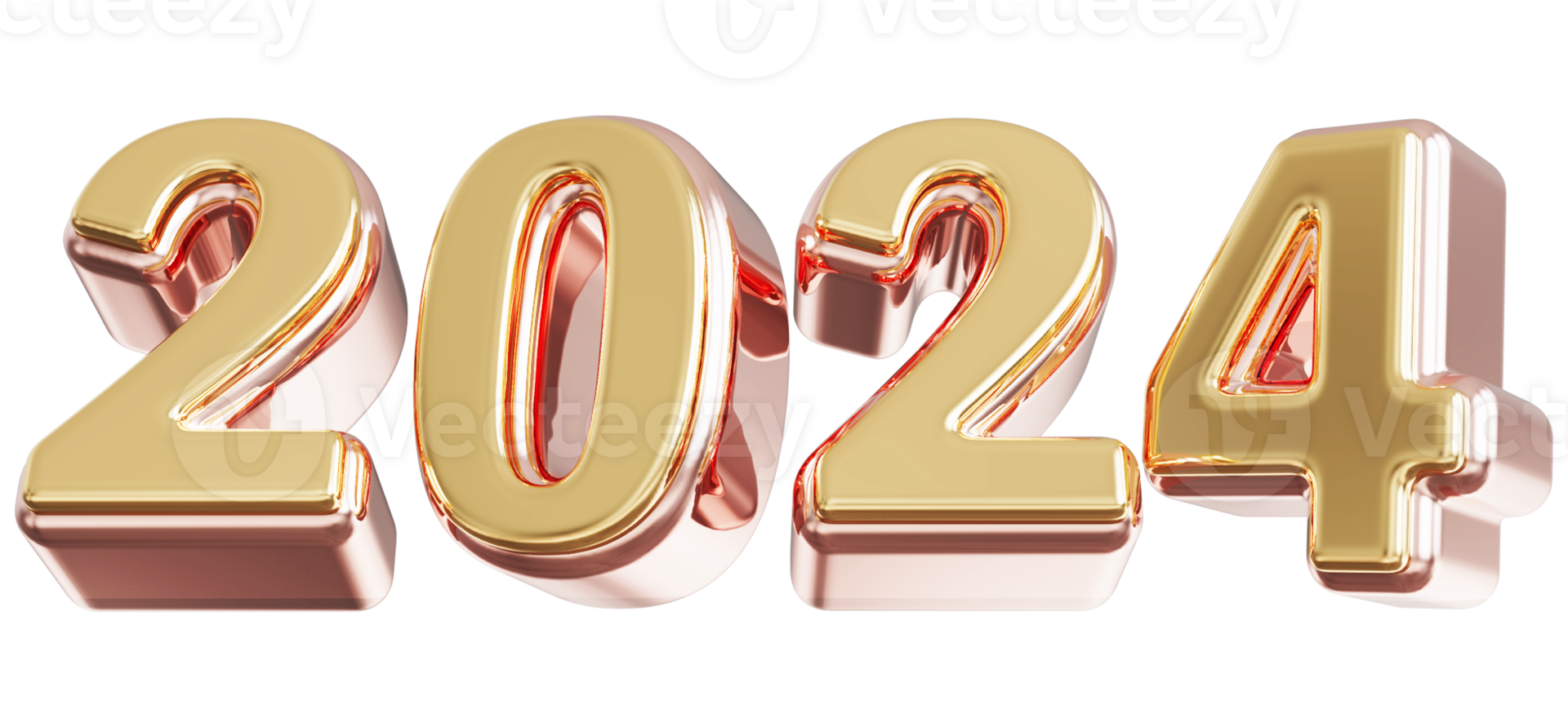 2024 Happy New Year - 3D Number png